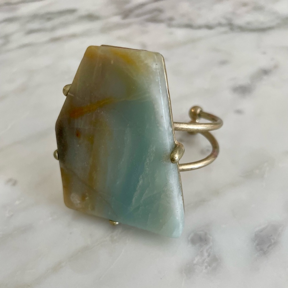 Artisan Green And Gold Stone Cuff Bracelet